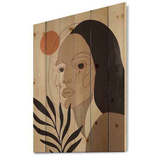 Designart - Retro Minimal Portrait of Young Woman
